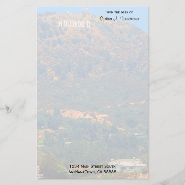 Hollywood Hills Personalised Stationery (Front)