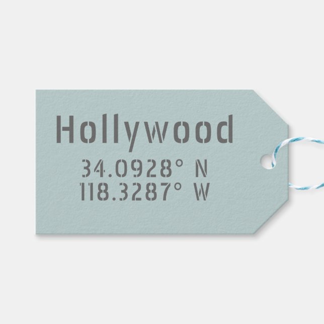 Hollywood Latitude Longitude Gift Tags (Front (Horizontal))