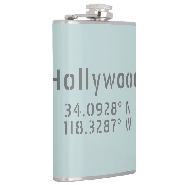 Hollywood Latitude Longitude Hip Flask (Right)