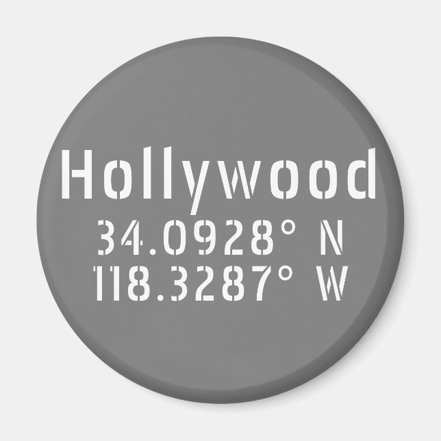 Hollywood Latitude Longitude  Magnet (Front)