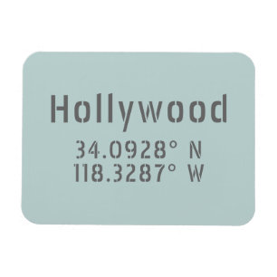 Hollywood Latitude Longitude Magnet