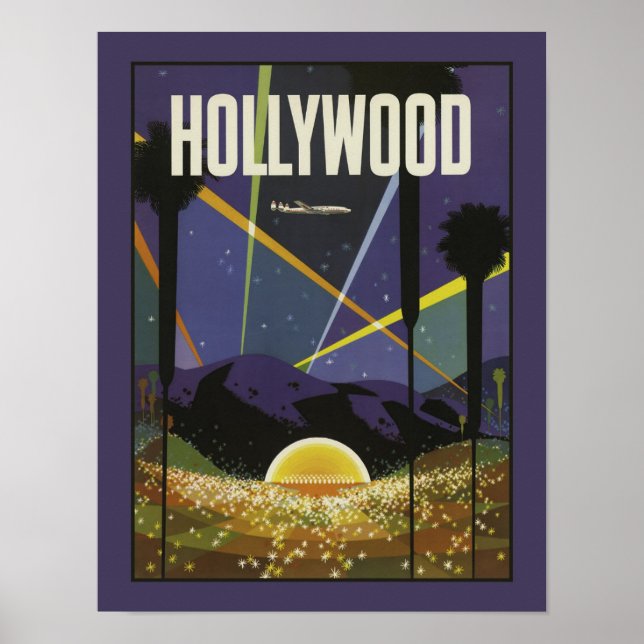 Hollywood Los Angeles Vintage Travel Poster (Front)