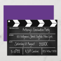 Hollywood Movie Graduation Party Chalkboard Invit