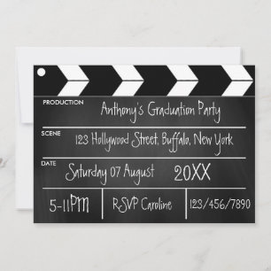 Hollywood Movie Graduation Party Chalkboard  Invitation