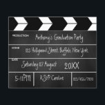 Hollywood Movie Graduation Party Chalkboard Invite Flyer<br><div class="desc">Graduation party clapperboard invitation ready to be customised to your specifics. Please note that this budget invitation is on flyer paper and it is very thin. Envelopes are not included. For thicker invitations with envelopes included and matching products on the same theme please see the collection below.</div>