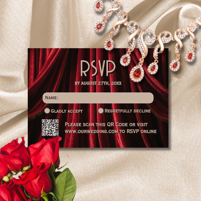 Hollywood Movie Red Carpet Premiere Wedding RSVP Card (Creator Uploaded)