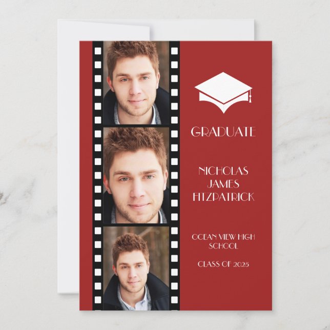 Hollywood Movie Strip Graduation Announcement (Front)