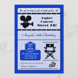 Hollywood Movie Sweet 16 Invitation