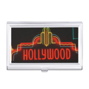 Hollywood neon sign, Los Angeles, California Business Card Holder