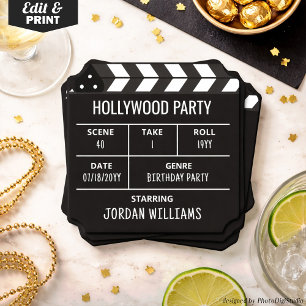Hollywood Party Coasters, Custom Clapperboard  Paper Coaster