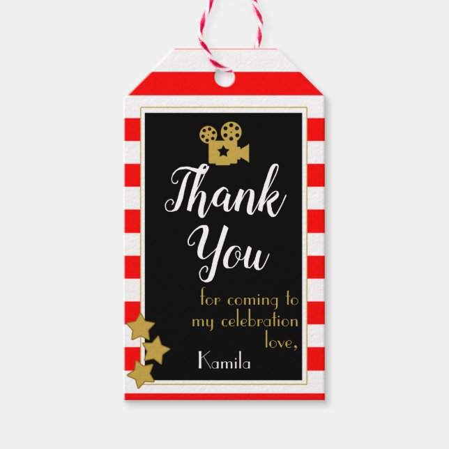 Hollywood Party Favour Tags (Front)