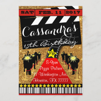 Hollywood Party, Hollywood Birthday Invitation