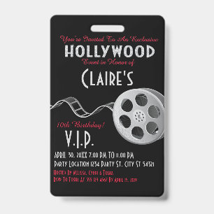 Hollywood Party Invitation ID Badge