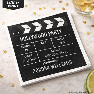 Hollywood Party Napkins, Movie Custom Birthday Napkin
