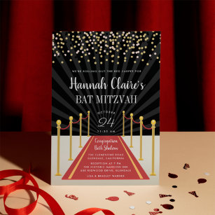 Hollywood Red Carpet Bat Mitzvah Invitation
