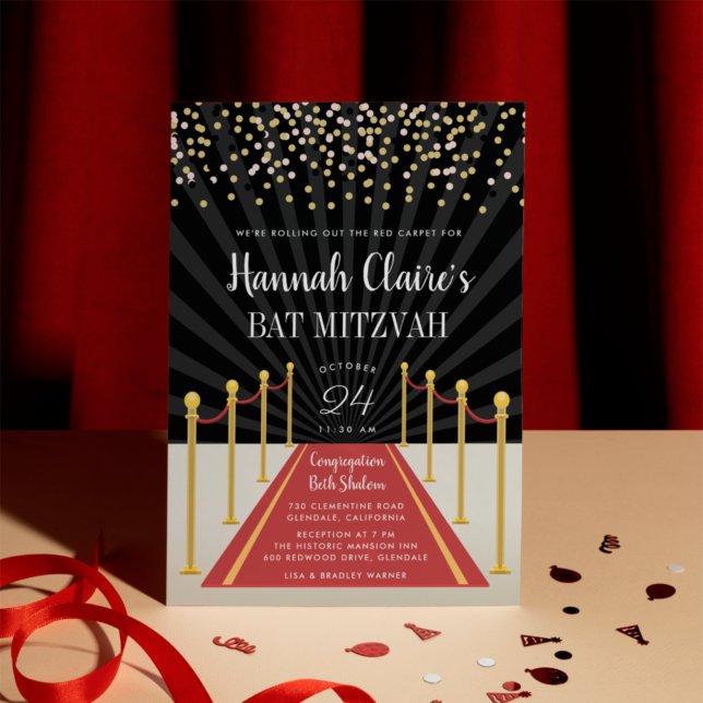 Hollywood Red Carpet Bat Mitzvah Invitation (Creator Uploaded)