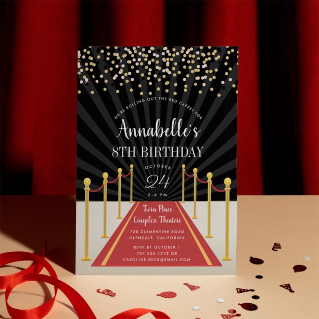 Hollywood Red Carpet Birthday Party Invitation (Creator Uploaded)