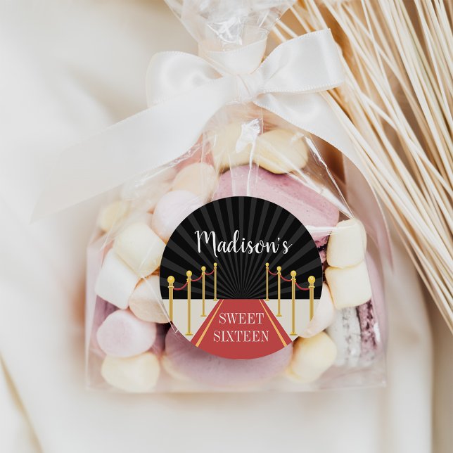 Hollywood Red Carpet Personalised Classic Round Sticker (Creator Uploaded)