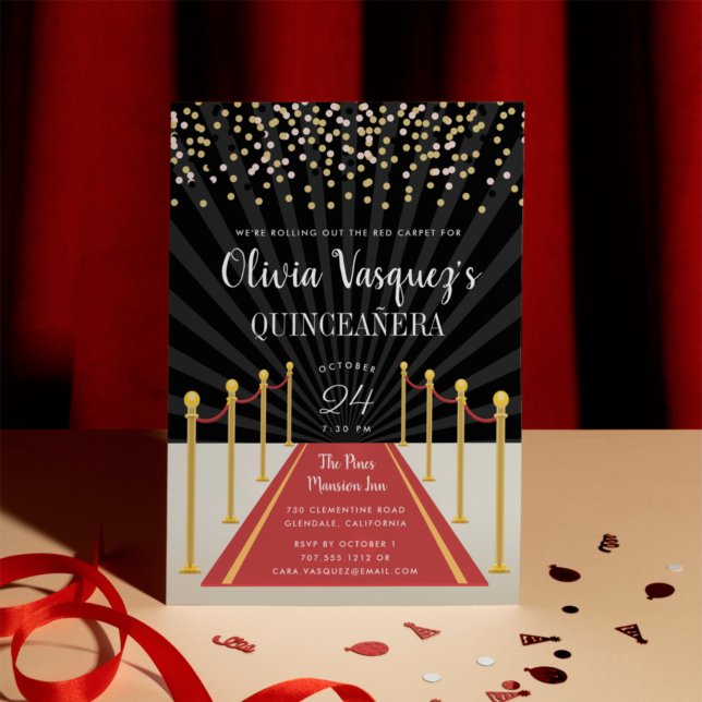 Hollywood Red Carpet Quinceanera Invitation (Creator Uploaded)