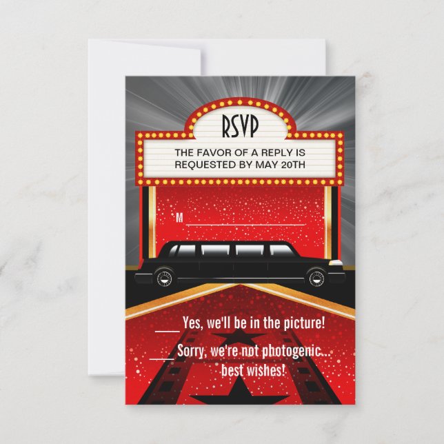 Hollywood Red Carpet RSVP Card (Front)