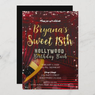 Hollywood Red Carpet Stairs SWEET 18 18th Party Invitation