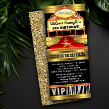 Hollywood Red Carpet Ticket Party Invitations