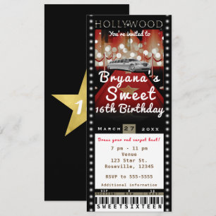 Hollywood Red Carpet VIP Party Ticket Invitation