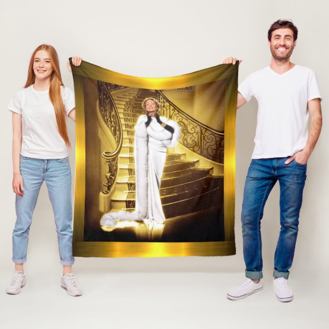 Hollywood Regency Glamourous Diva Golden  Fleece Blanket (In Situ)