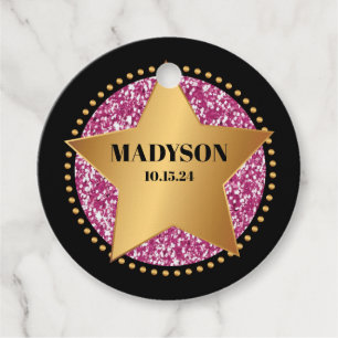 HOLLYWOOD STAR Sparkle Birthday Party Gift Favour Tags