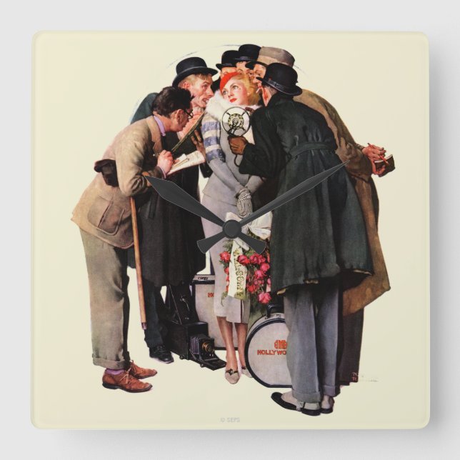 Hollywood Starlet Square Wall Clock (Front)