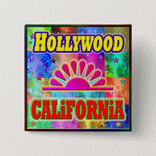 Hollywood Sun & Palms Button (Front)