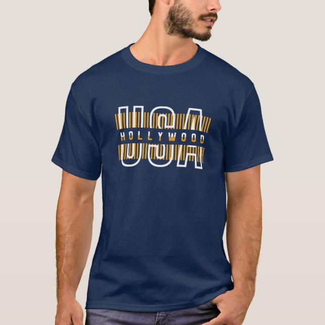 Hollywood USA  Text T-Shirt (Front)