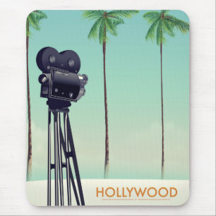 Hollywood Vintage camera Travel poster Mouse Pad