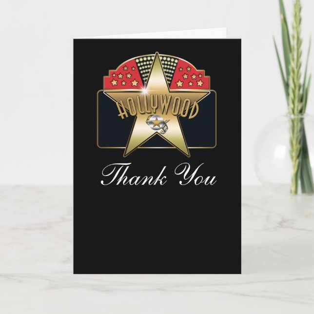 Hollywood Vintage Retro Custom Thank You Fold Card (Front)