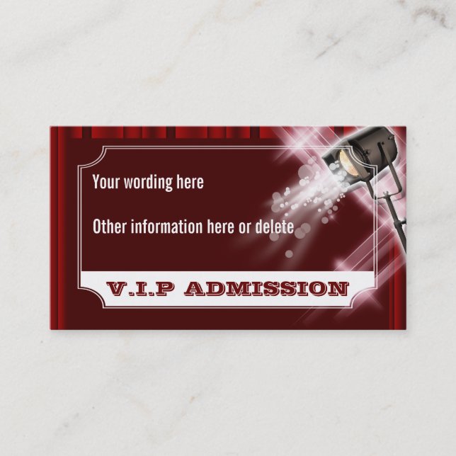 Hollywood wedding admission ticket PERSONALIZE (Front)