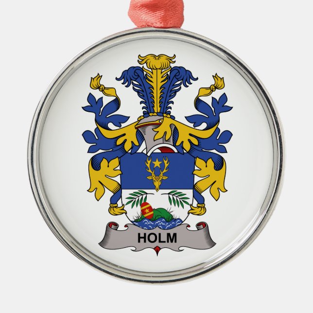 Holm Family Crest Metal Tree Decoration (Front)