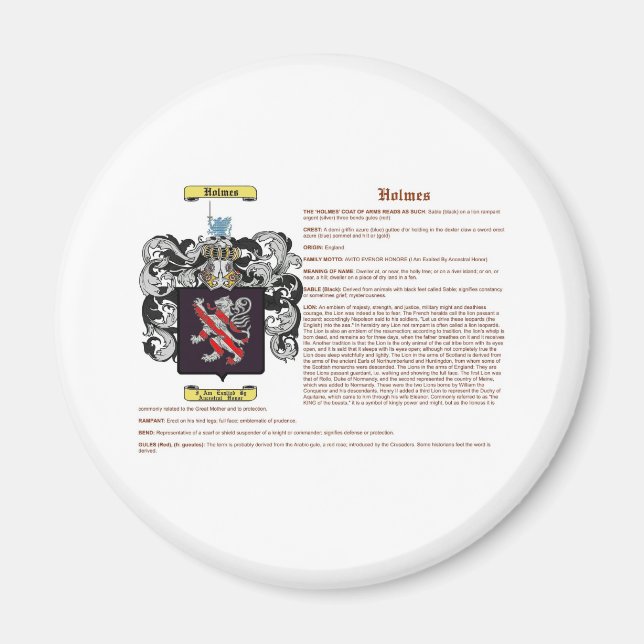Holmes (english(meaning)) magnet (Front)