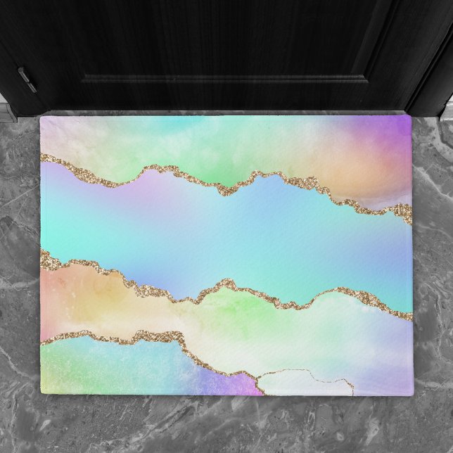 Holo Agate | Faux Iridescent Pastel Ombre Marble Doormat (Creator Uploaded)