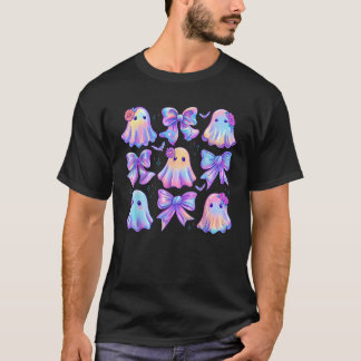 Holo Coquette Bow Cute Ghost Halloween Spooky Seas T-Shirt