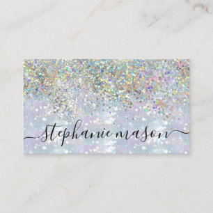 Holo Glitter Makeup Artist Silver Business Card