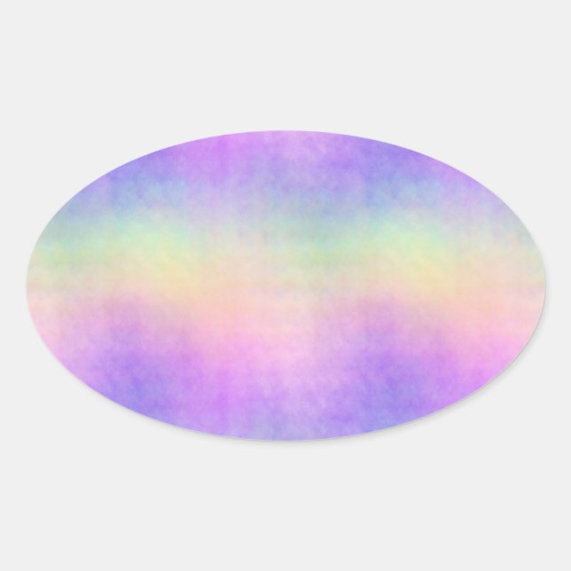 holo rainbow soft ombre :  oval sticker (Front)