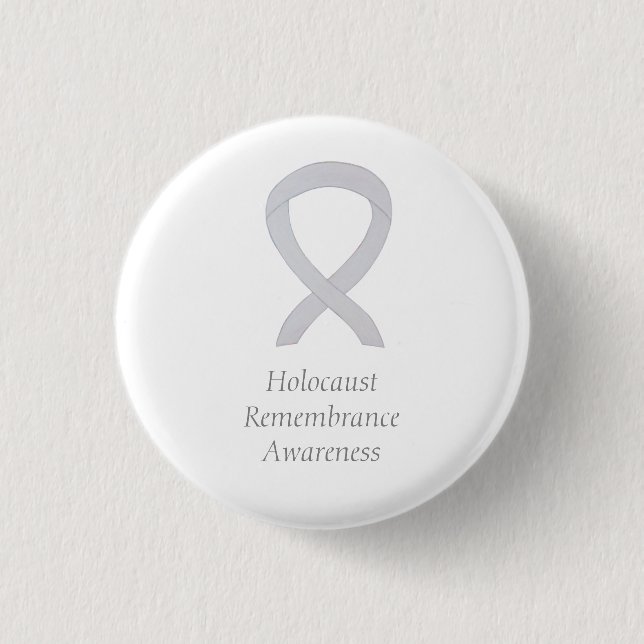 Holocaust Remembrance Awareness White Ribbon Pin (Front)