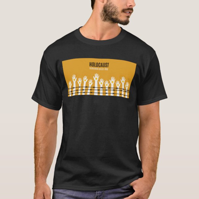 Holocaust Remembrance Day Barbed Wire Hands T-Shirt (Front)