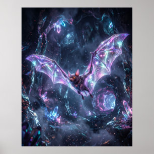 Hologram Bat Neon Cavern Poster