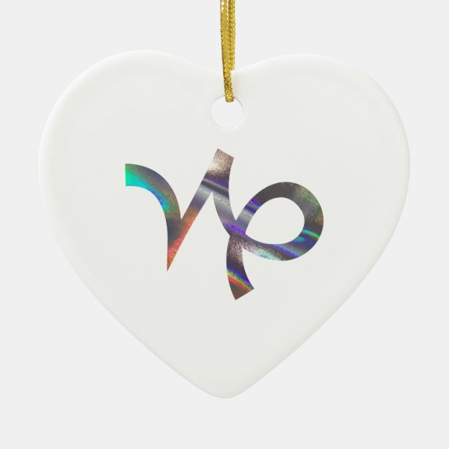 hologram Capricorn Ceramic Tree Decoration (Front)