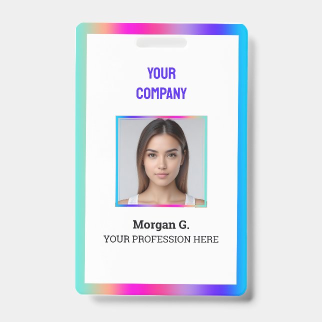 Hologram Custom Photo Name ID Badge (Front)