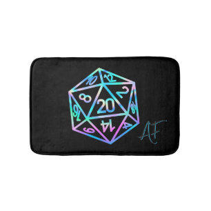 Hologram D20 Crit AF   PnP Tabletop Gamer Dice Bath Mat
