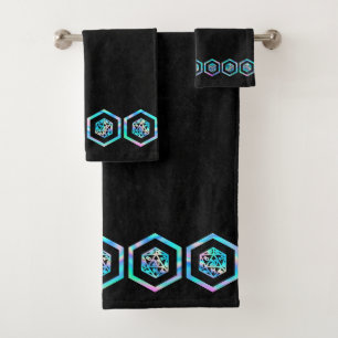 Hologram D20 Crit AF   PnP Tabletop Gamer Dice Bath Towel Set