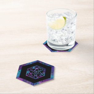 Hologram D20 Crit   PnP Tabletop Gamer Dice Paper Coaster