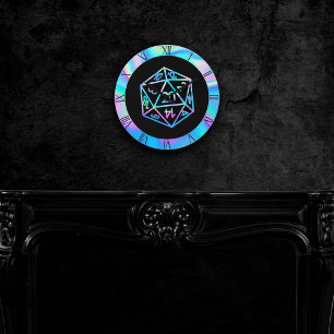 Hologram D20 Crit   PnP Tabletop Gamer Dice Round Clock